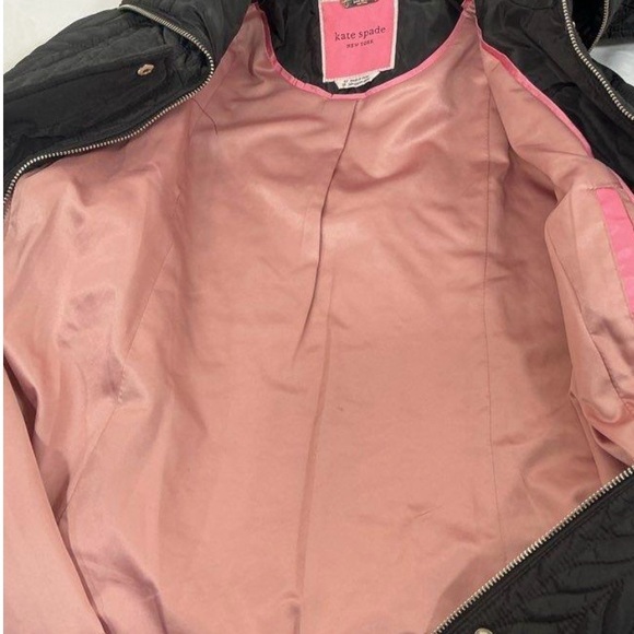 Kate Spade Black Quilted Herringbone Hooded Jacket - Picture 7 of 8
